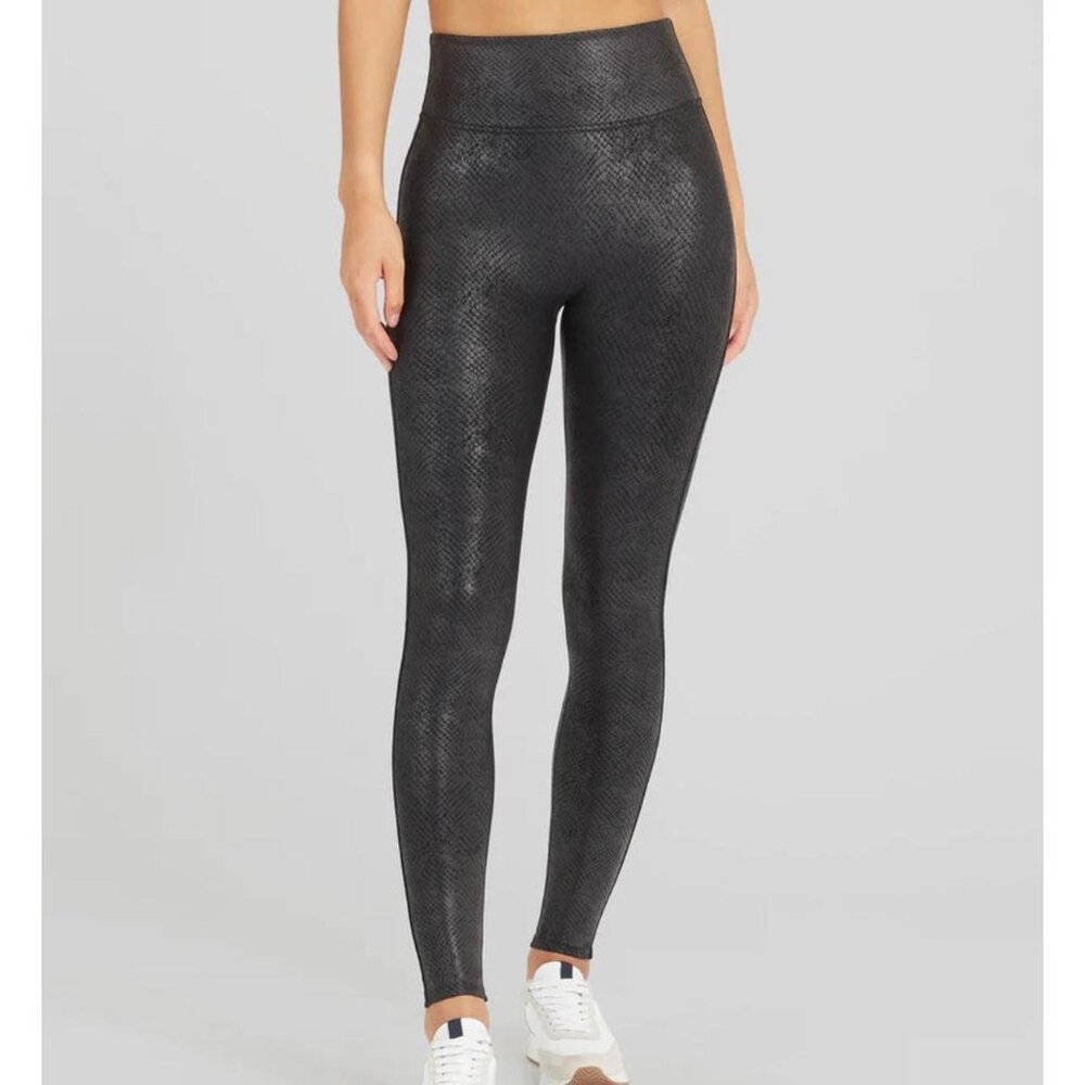 Spanx- Faux Leather Matte Snake Leggings